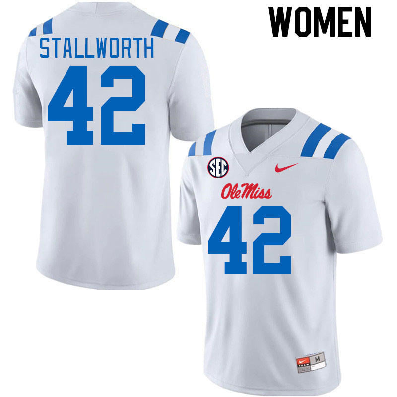 Women #42 Micah Stallworth Ole Miss Rebels 2024 New Uniforms College Football Jerseys Stitched-White